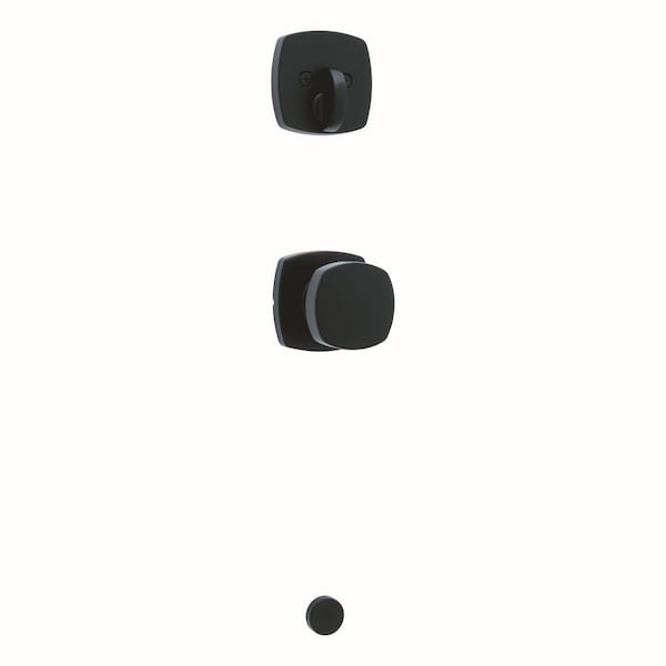 Single Cylinder Interior Arroyo Knob with Midtown Rose Trim Matte Black Finish